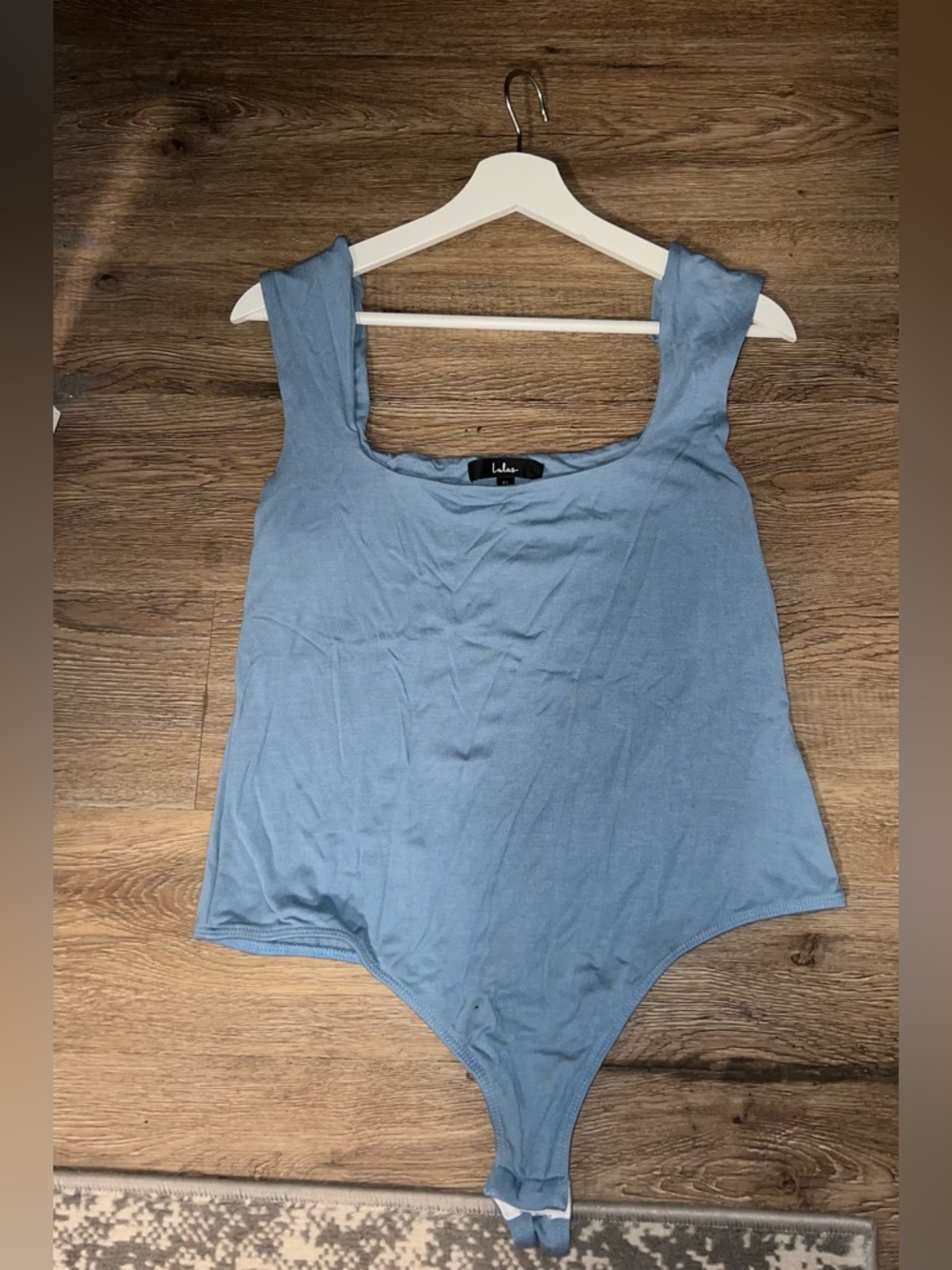 Lulu's Dusty Blue Scoop Neck Bodysuit
